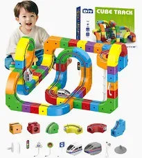 Magnetic Suction Small High speed Train Car & Track Builder Toy for Kids-Educational Creativity, Problem Solving & Reduces Screen Time